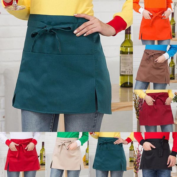 

universal short waist apron waiter bread of various colors check short half apron for kitchen restaurant server waiter waitress