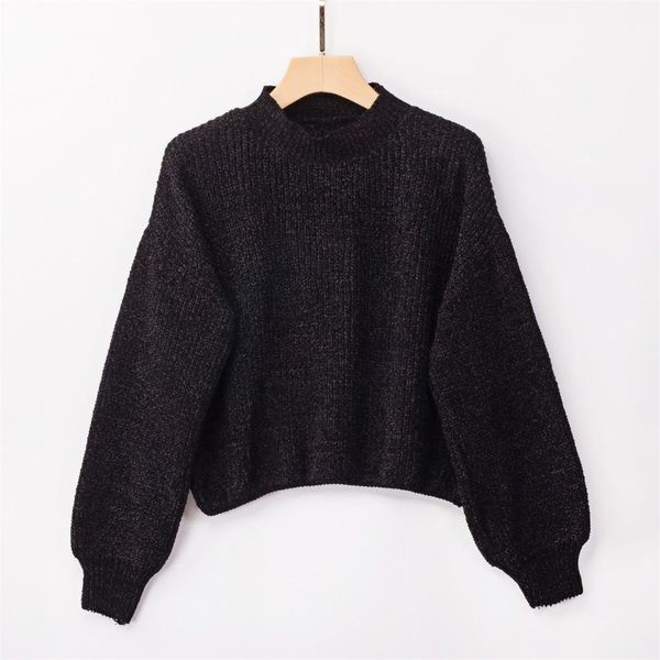 

осень зимние пуловеры женские 2019 корейские вязаные свитера женские chenille короткие ленивые пуловер женщины повседневная свободная перемы, White;black