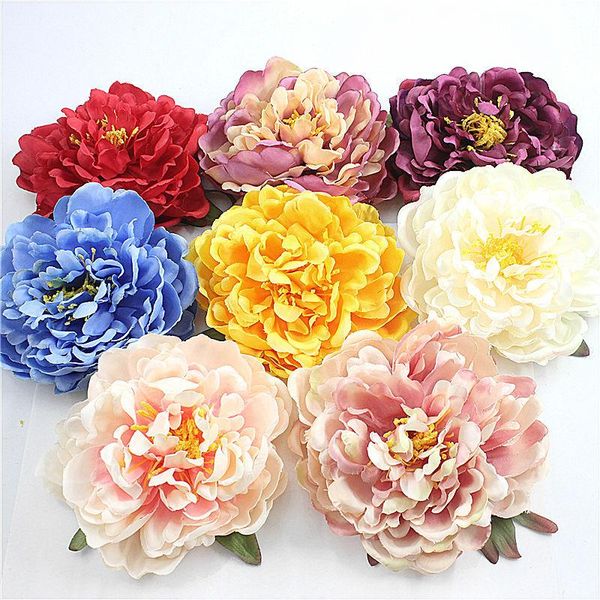 

decorative flowers & wreaths 15cm peony flower head silk artificial marriage birthday party wedding home decoration ornamental flores wreath
