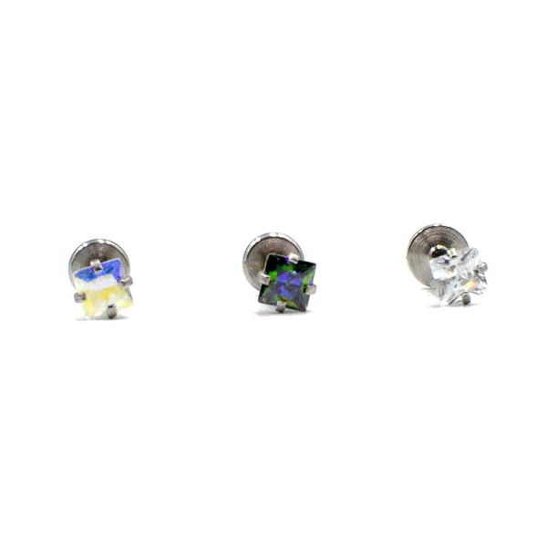 

1pc 16g surgical steel internally threaded prong set crystal zircon labret lip stud ear helix tragus upper earring piercing q jllcir, Silver