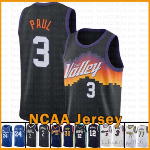 

chris phoenix suns new 3 paul basketball jersey 2020 2021 new luka jimmy 22 butler 77 doncic tyler 14 herro jamal 27 murray 15 jokic, Black;red
