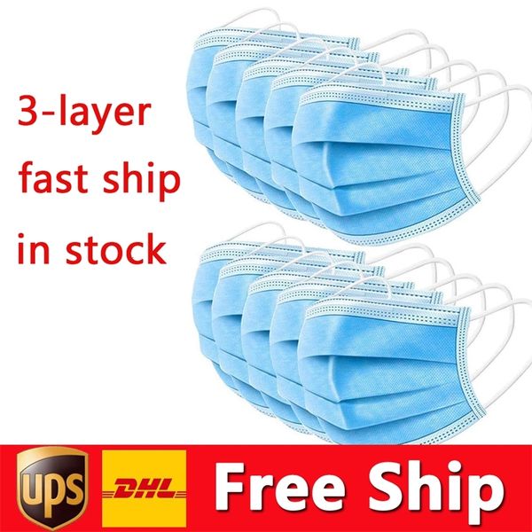 

factory9hsd3-layer shipping disposable mask thick dhl face mask protection and personal health mask with earloop mouth face sa