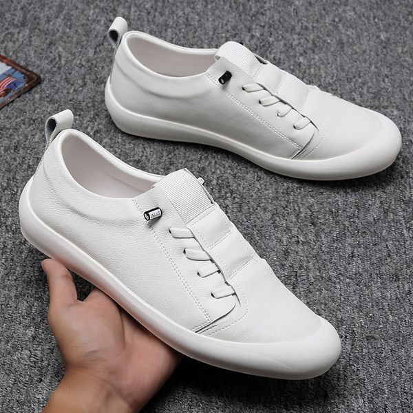 

men new genuine casual male footwear fashion brand shoes mens cow leather white sneakers, Red;white