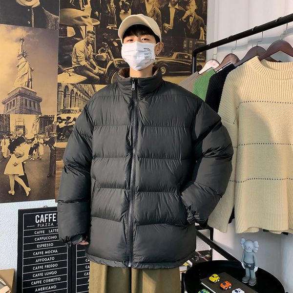 

new winter bread men's warm down jacket trend versatile ffy casual solid color coat, Black