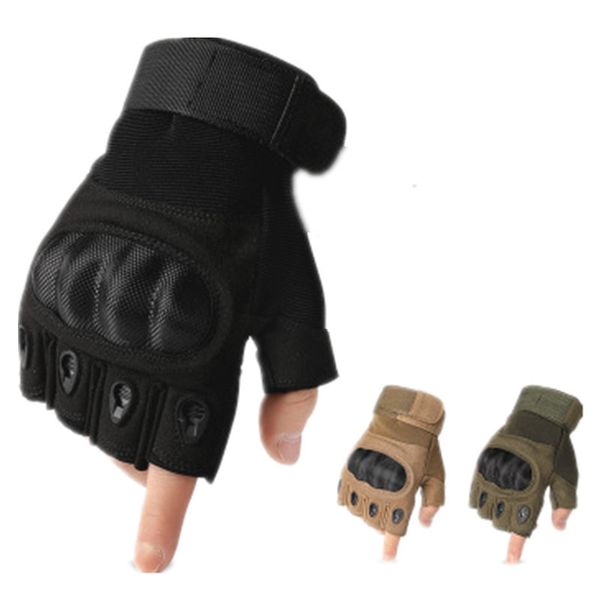 

carbon fiber protective tactical military army fighting outdoor anti-skid fingerless gloves without fingers for men women, Blue;gray