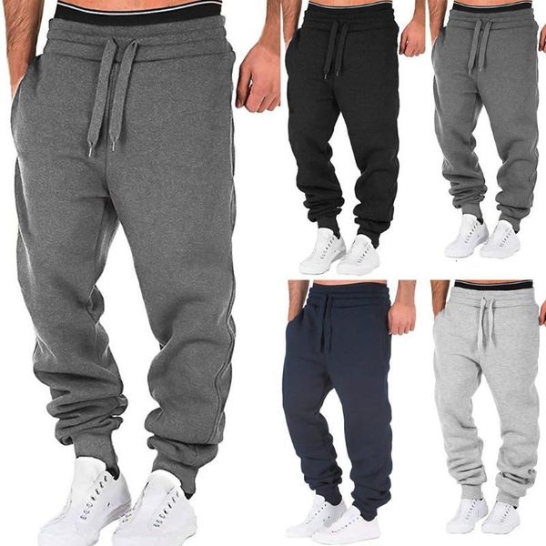 

sweatpants plus size men joggers track pants men splicing printed overalls pocket sport work casual trouser pants men, Black