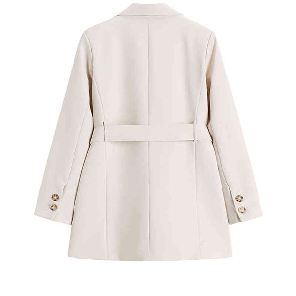 

women's suits & blazers [eam] women apricot brief bandage leisure blazer lapel long sleeve loose fit jacket fashion spring autumn 2022, White;black