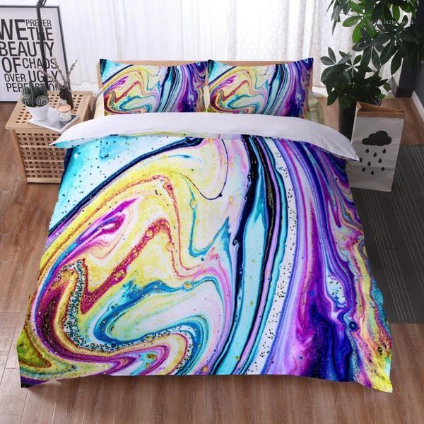

marble duvet cover set purple gold luxury bedding colorful watercolor abstract art quilt cover  bed set teens gift1