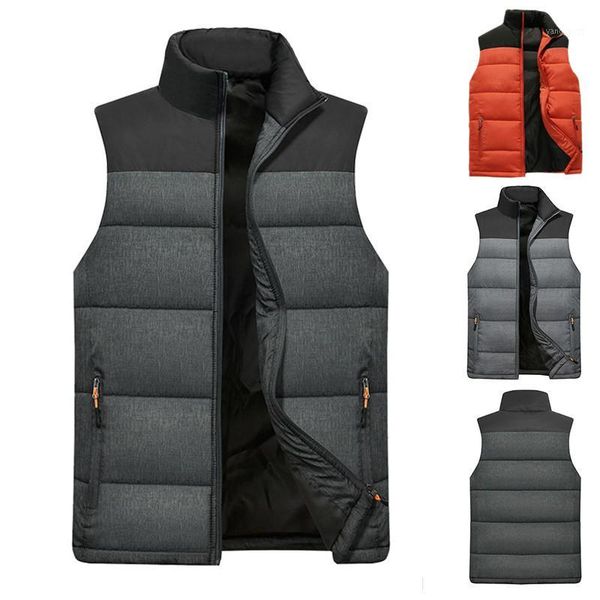 

autumn winter men down vest men's warm thick coats jacket and coats zipper multiple pockets casual vests mens sleeveless jacket1, Black;white