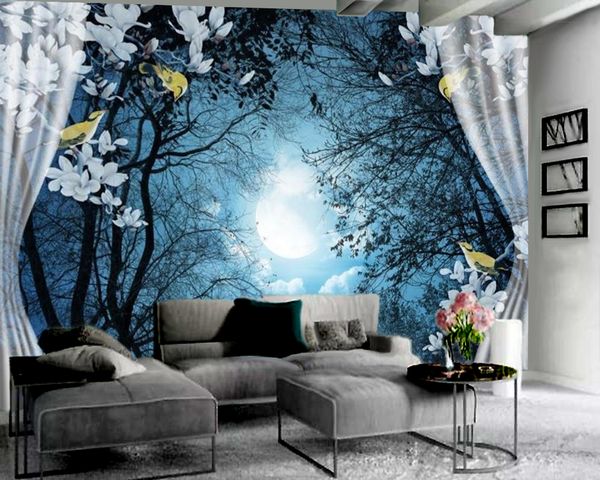 

modern mural 3d wallpaper romantic moonlight landscape 3d wallpaper hd digital printing moisture-proof 3d wallpaper