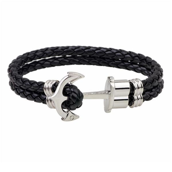 

junwei fashion men's bracelet woven anchor leather bracelet navy punk hip hop friendship bracelets qylchr