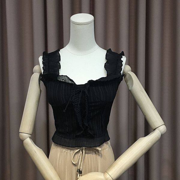 

2021 new summer sleeves fashion wrap up the bowknot. women's shape shirts plissed sheet garrison handsome rczr, White