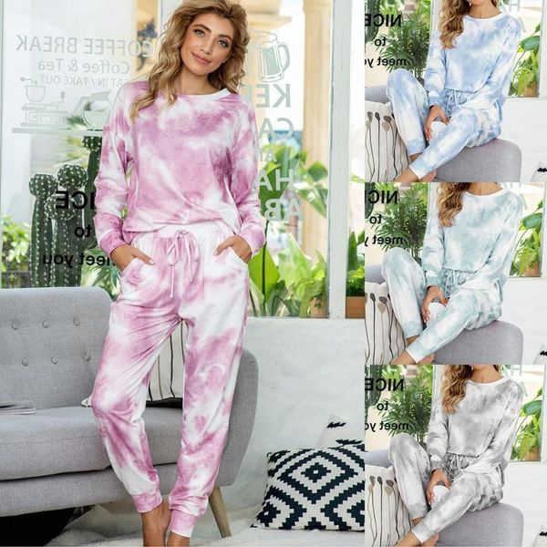 

2020 fashion two-piece suit female casual loose women clothes shorts pants tie dye set printed sportswear suits tracksuit1, Gray