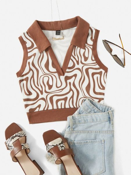 

allover print tank crop v1p2#, White