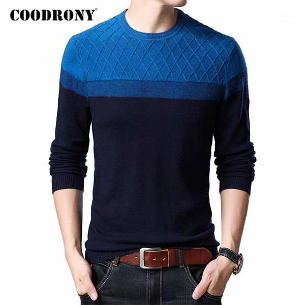 

coodrony brand wool sweater men streetwear fashion hit color pull homme spring autumn knitwear o-neck pullover men shirts c10881, White;black