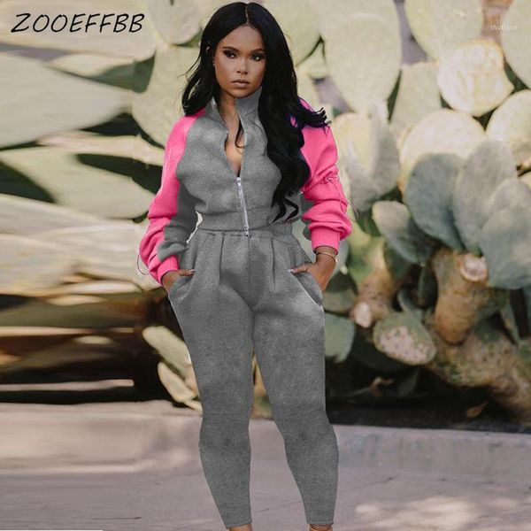

zooeffbb aesthetic women tracksuit 2 piece set long sleeve and sweatpants lounge wear outfits matching sets trendy clothing1, Gray