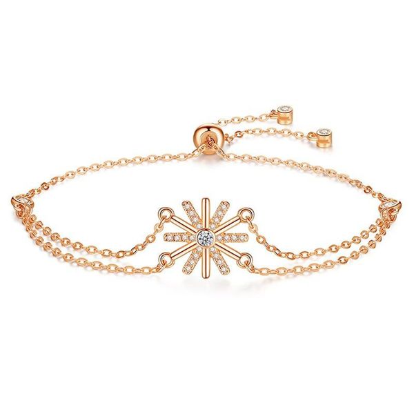 

real s925 snowflake fashion jewelry charm bracelet female abjustable brace lace fashion accessories jewel, Black