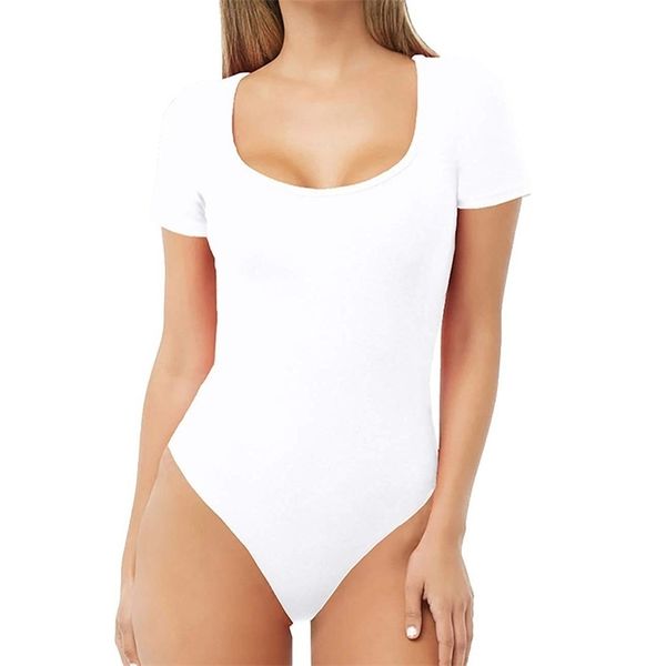 

womailrompers womens jumpsuit nightclub short sleeve casual comfort scoop neck t-shirts basic bodysuits jumpsuit body mujer y200824, Black;white