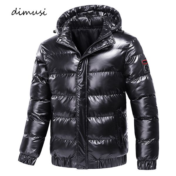 

dimusi winter men's fashion men cotton warm parkas down hoodies coats casual outdwear thermal jackets mens clothing, Black