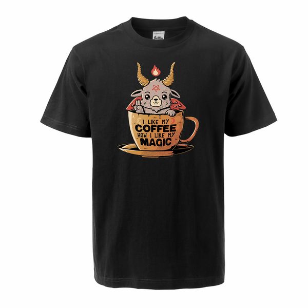 

black coffee funny men's summer cute satan fallen angels round neck short sleeved fashion tees hooded sweatshirt hoodie men t shirt