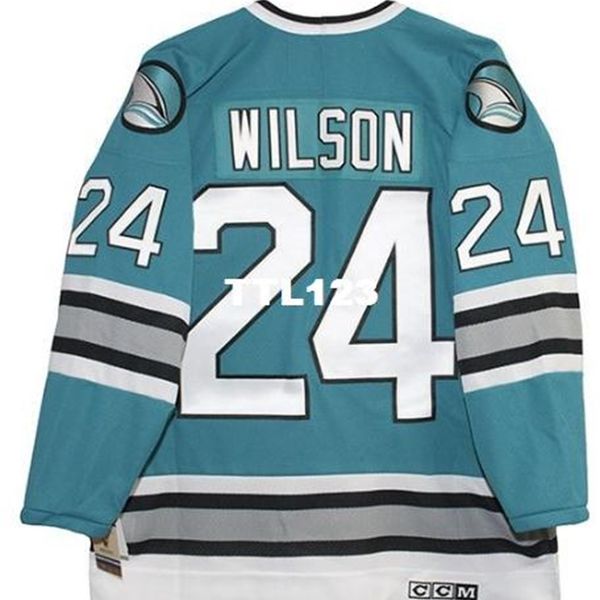 

real men real full embroidery #24 doug wilson san jose sharks ccm hockey jersey 100% embroidery jersey or custom any name or number jersey, Black