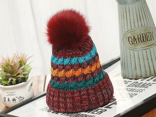 

2017 real mink pom poms wool rabbit fur super warmth knitted hat skullies winter hat for women girls hat feminino beanies sqcsxi buy_home, Black;white
