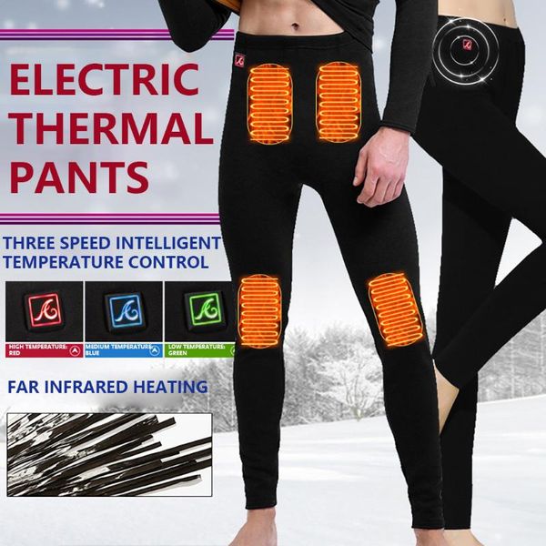 

men's pants streetwear pantalones hombre cargo men casual smart usb electric heating plus velvet thermal underwear sweatpants, Black