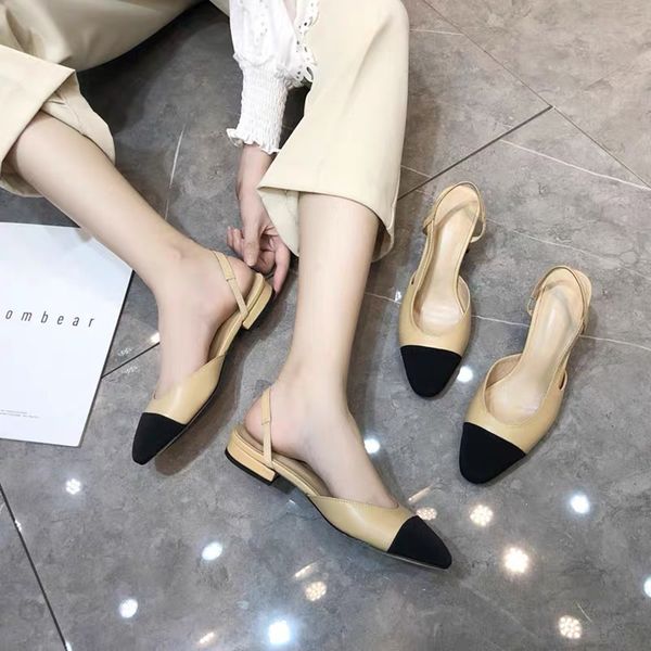 

classics desinger women's sandals genuine leather women's shoes slip on shallow flats shoes for summer sandals plus size 34-42 101, Black