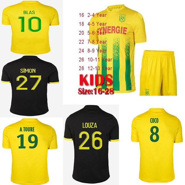 

thailand20 21 fc nantes soccer jersey home maillot de foot 2020 2021 simon louza a toure blas coco coulibaly football shirts men kids kit, Black;yellow