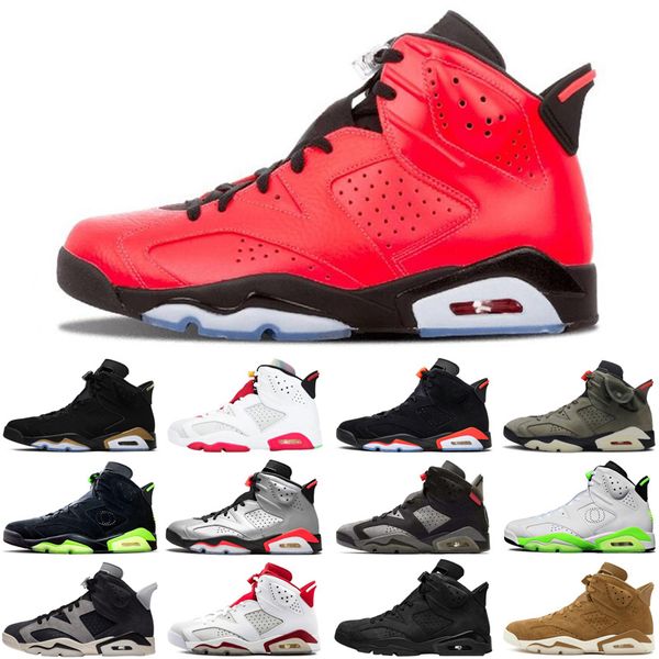 

new 6 6s hare men basketball shoes tech chrome infrared hare unc athletic outdoor mens trainers sports sneakers size 7-13, White;red