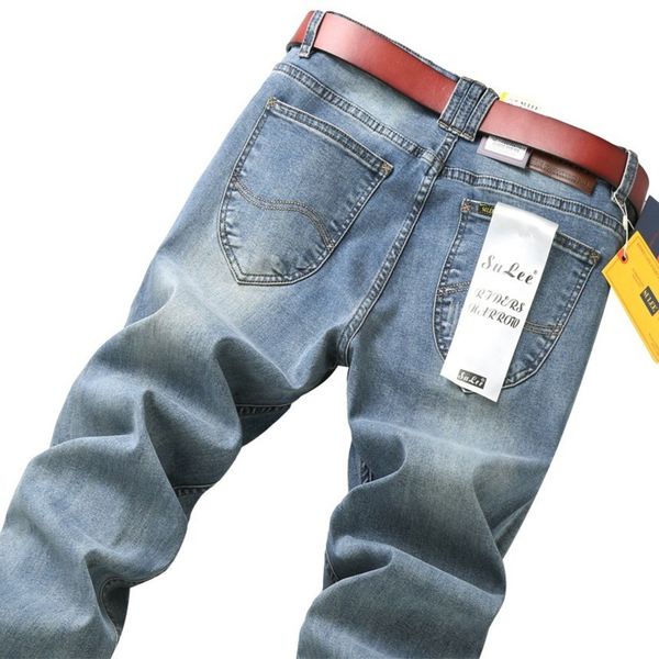 

su - men's comfortable straight busins jeans, elastic, bt price, 2021, Blue