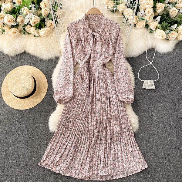 

2021 new singiny female vintage print spring fall cord neck the line puff dress dg04, Black;gray