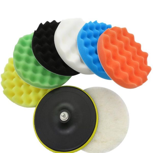 

9pcs 7inch buffer sponge pad set woolen car polishing pad kit buffing waxing with m14 drill adaptor for car cleani sqcbdy