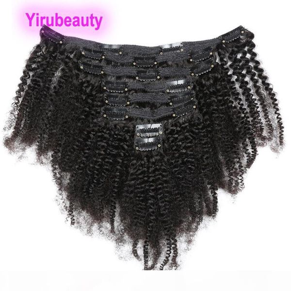 

malaysian human hair afro kinky curly clips in hair extensions 120g clip-in hair wholesale remy 8-20inchh, Black;brown