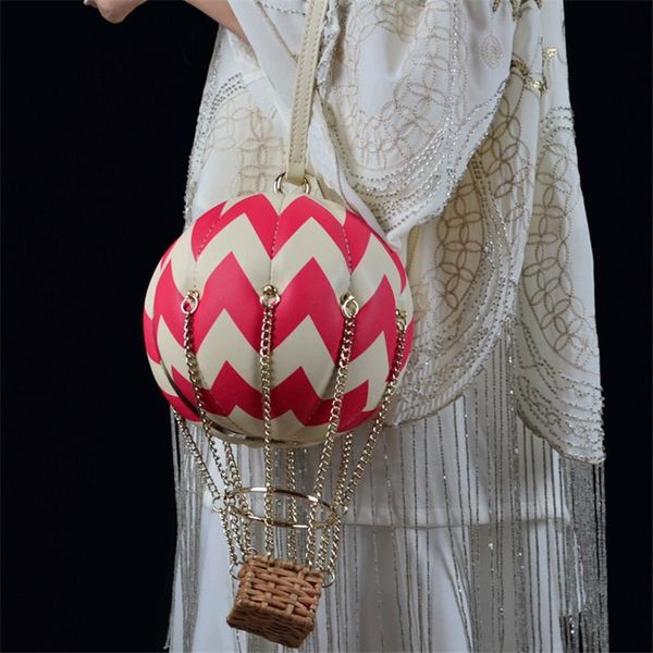 

creative air balloon ladies shoulder bags checkered chain ladies portable magnetic buckle bag messenger leather female bags