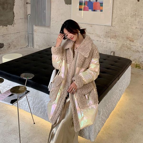 

fur coat women real 100% wool jacket autumn winter coat women clothes 2021 korean spliced duck down sz19d08 yy1742, Black