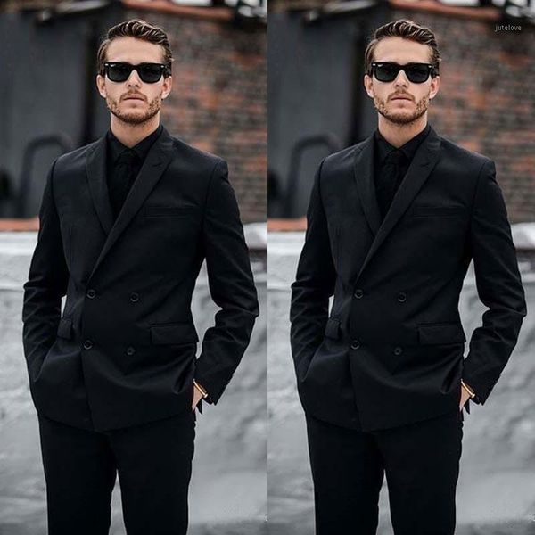 

formal handsome black men's prom suits wedding groom business work wear double breasted classic fit tuxedos 2pcs jacket+pants1, White;black