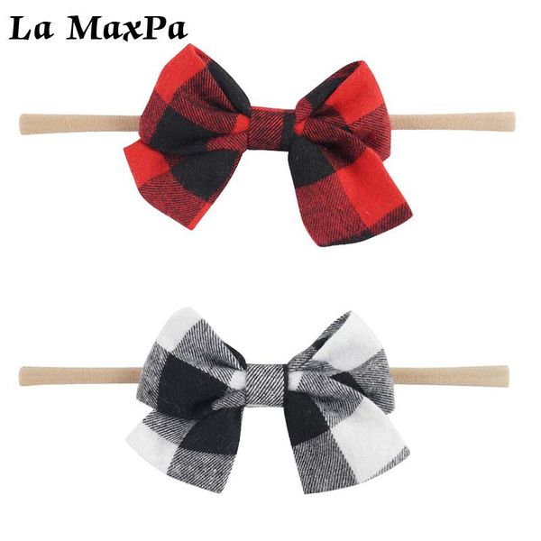 

hair accessories sweet girls plaid big fabric baby bows headband nylon head bands for born hairband clothing headwear kids, Slivery;white