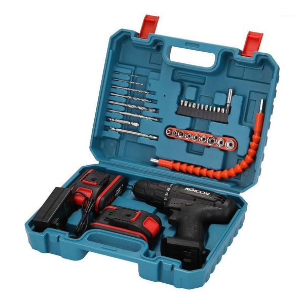 

21vf household multifuctional electric drill mini screwdriver rotation ways speeds torques adjustable with two batteries1