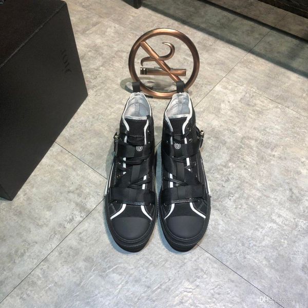 

2020 mens high running shoes black canvas with buckle design luxury brands casual shoes plate-forme walking shoes#1f