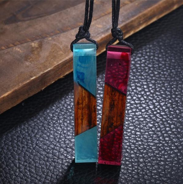 

fashion women men necklace handmade vintage resin wood necklaces pendants long rope wooden necklace jewelry 3 colors ing, Silver