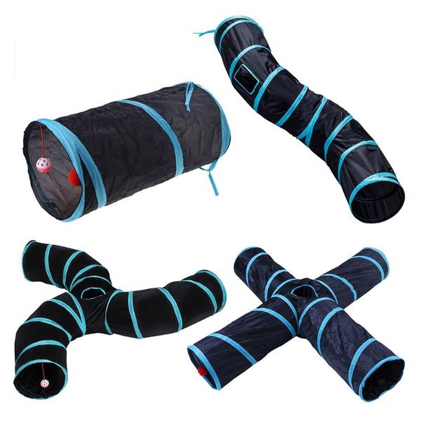 

cat tunnel collapsible pet play tunnel tube toy with a bell toy for cat puppy kitten indoor outdoor training