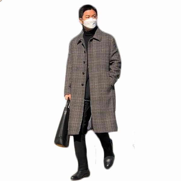 

men's suits & blazers one piece fashion men with belt wool thick custom made long coat winter lapel business jacket, White;black