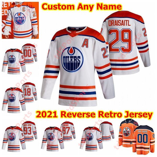 

edmonton oilers 2021 reverse retro hockey jersey 39 alex chiasson markus granlund tomas jurco ryan nugent-hopkins james neal custom stitched, Black;red