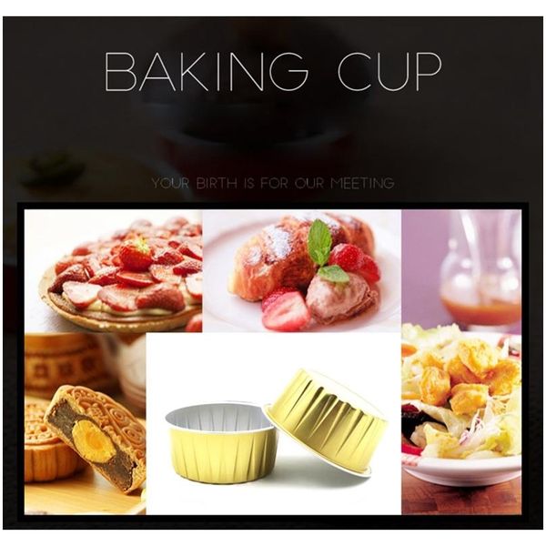

100pcs disposable aluminum foil baking cups creme brulee dessert oval shape cupcake cups with lids cake egg tools f bbysyt