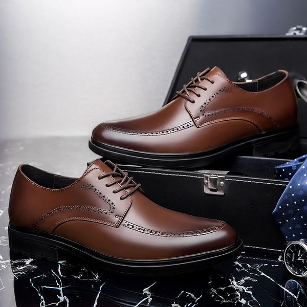 

dress shoes cimim brand business luxury formal casual genuine leather men big size office fashion bullock wedding shoe, Black