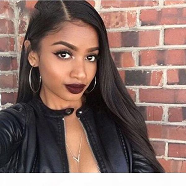 

human hair brazilian u part wig for black women middle part 2x4 in long natural straight glueless upart wigs virgin hair bleached knots, Black;brown