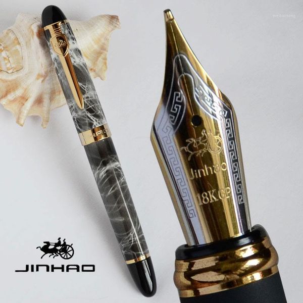 Фонтановые ручки ручка 0,7 мм широкий NIB 18 кгп Jinhao X450A Серый мраморный офис Blue Brown Silver Green 5 Colors Селективный подарок1