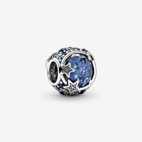 100% 925 Sterling Silver Celestial Blue Sparkling Stars Charms Fit Original European Charm Bracelet Fashion Women Wedding Engagement Jewelry Accessories