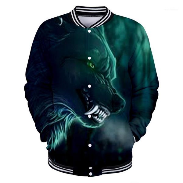 

moon wolf 3d printed baseball jackets women/men fashion long sleeve jacket 2020 casual streetwear clothes1, Black;brown